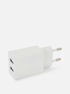 Ladegeräte|Primark Zweipoliger USB-Stecker Weiß