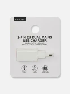 Ladegeräte|Primark Zweipoliger USB-Stecker Weiß