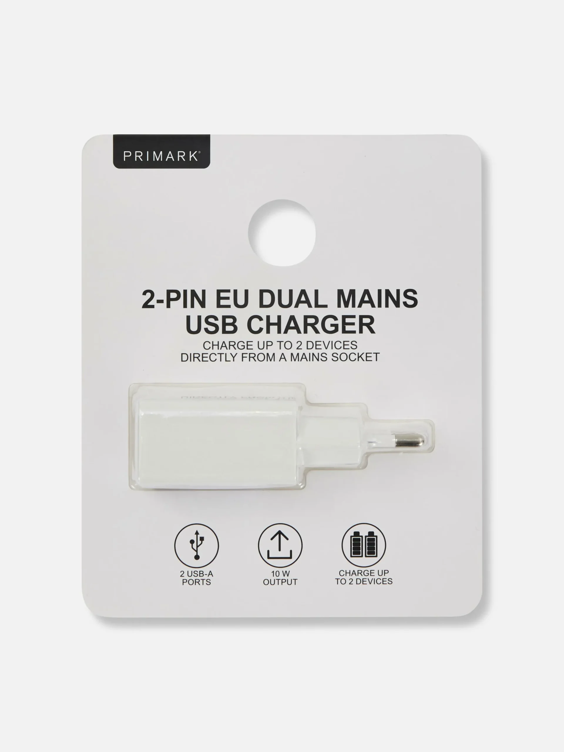 Ladegeräte|Primark Zweipoliger USB-Stecker Weiß