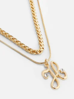 Schmuck|Primark Zweireihige Halskette Mit Initialen-Anhänger Gelb