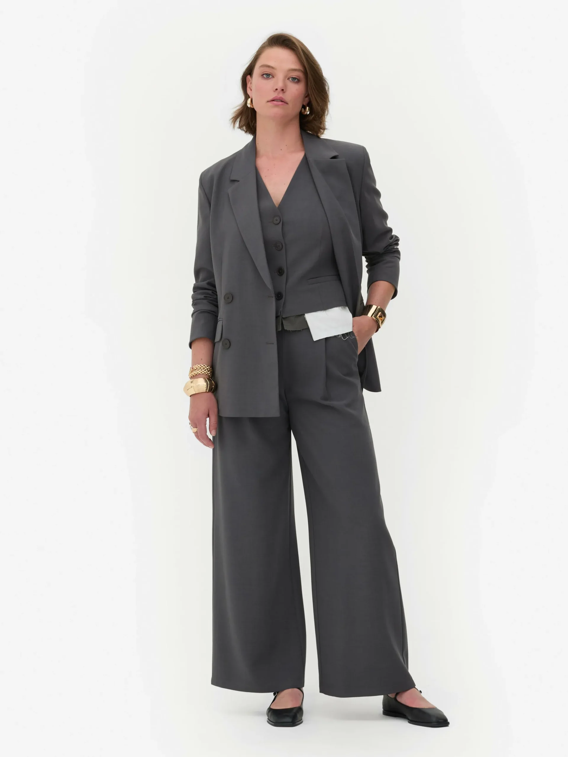 Blazer|Primark Zweireihiger „Rita Ora“ Blazer Im Oversized-Look Anthrazitfarben