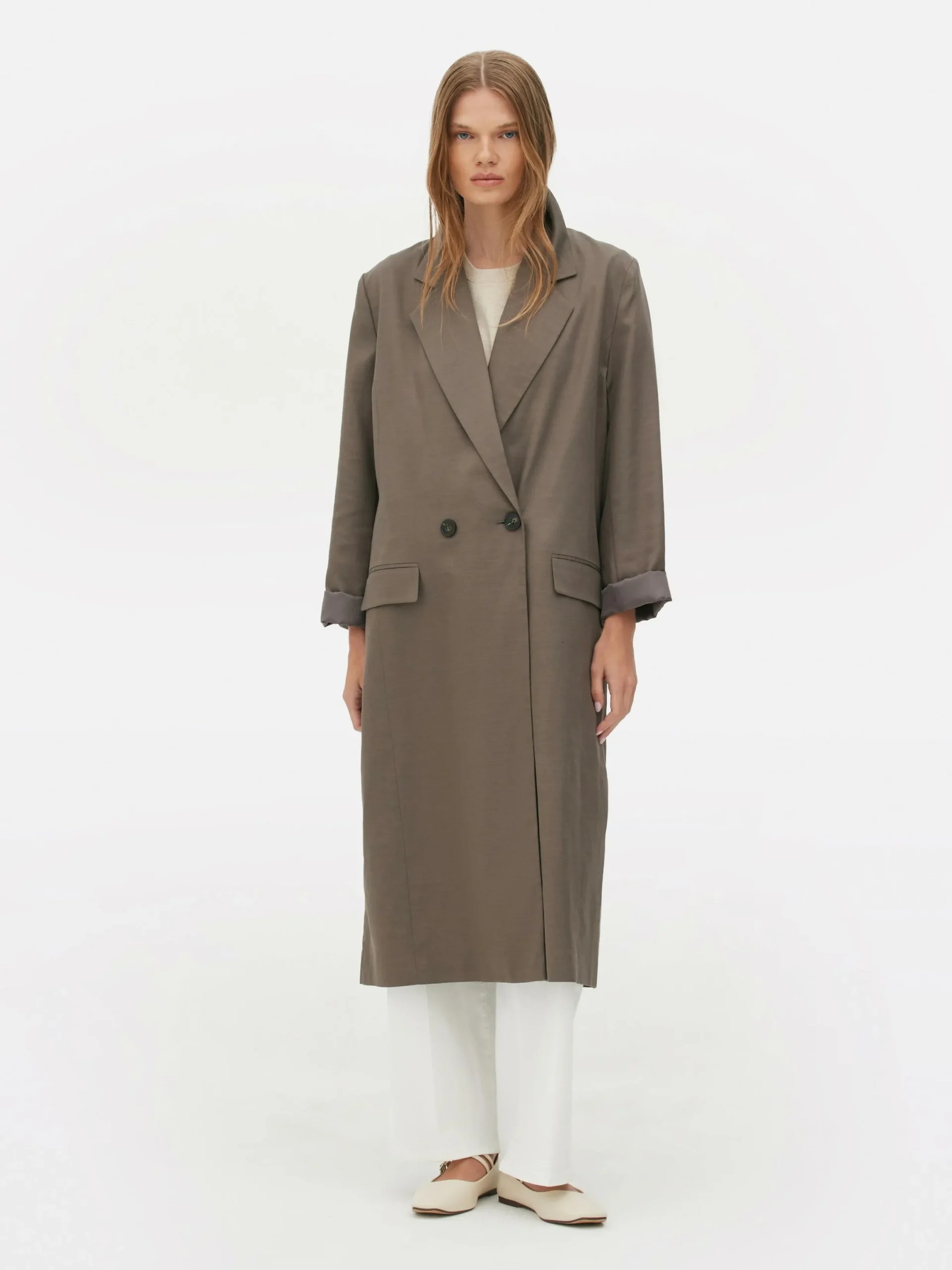 Jacken Und Mäntel|Primark Zweireihiger „The Edit“ Duster-Mantel Taupefarben