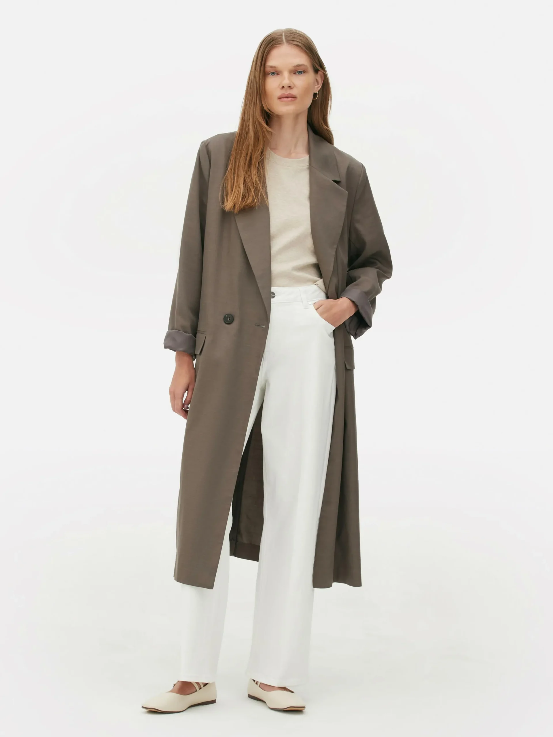 Jacken Und Mäntel|Primark Zweireihiger „The Edit“ Duster-Mantel Taupefarben
