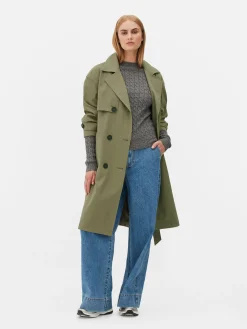 Jacken Und Mäntel|Primark Zweireihiger Trenchcoat Mit Gürtel Khakifarben