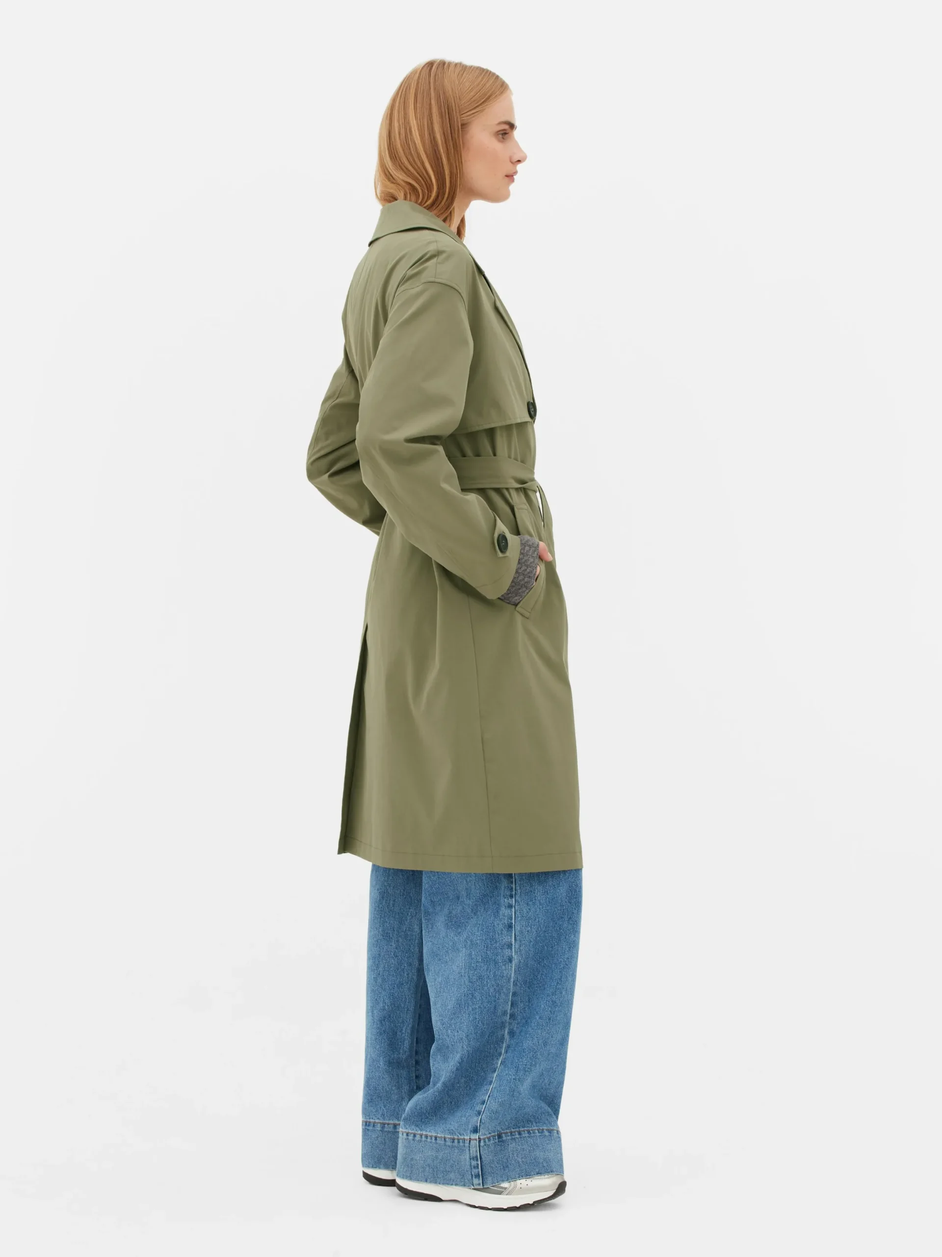 Jacken Und Mäntel|Primark Zweireihiger Trenchcoat Mit Gürtel Khakifarben